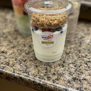 Vanilla yogurt parfait made with fresh seasonal berries and granola