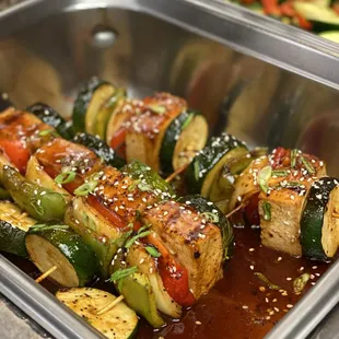 Vegan Tofu &amp; Roasted Veggie Kabobs