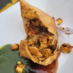 Inside the paneer samosa