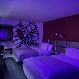 Room was clean, sheets were clean, pillow was clean, and comfortable. Had a cool blue light (not sure if that's a uV one or not)