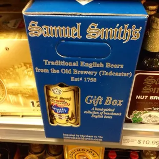 a box of samuel smith&apos;s traditional english beers
