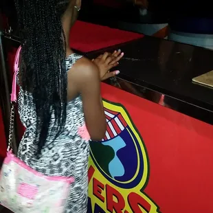 At the concession stand...fast service!