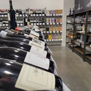 rows of wine bottles