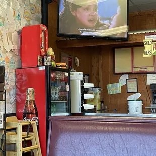 a television in the background