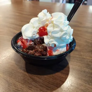 Big Red sundae, regular size.