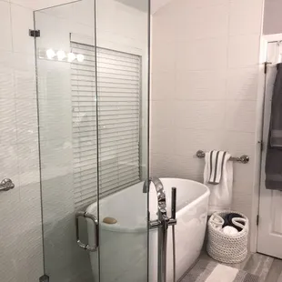 Beautiful shower and tub!