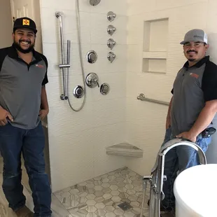 Great shower install with Freddie and Robert from Unlimited Plumbing!