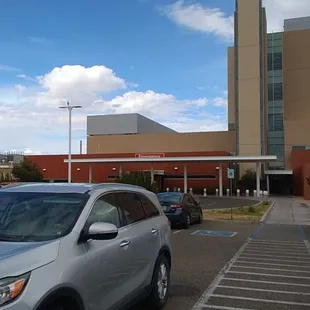 The parking lot facing the Emergency Entrance.