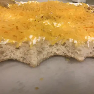 Thick crust made fresh, has a great chew. It's a little thinner in the center, like a pizza. This will feed me twice.