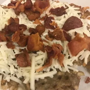 Hash browns come with various toppings, take about 10min. Made when you order.