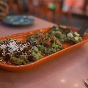 Three different guacamole