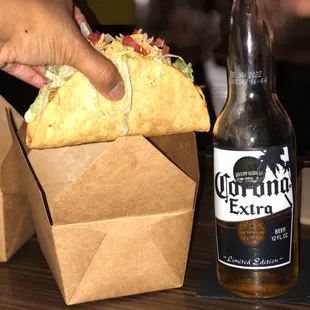 Chicken Tinga Taco $6.00+ Crunchy shell, lettuce, tomato, sour cream, cheddar and morita salsa.