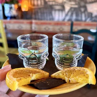 Tequila Shots w/ Cinnamon Dusted Oranges