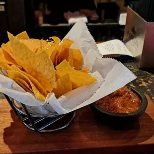 Not free.  Chips and homemade salsa $4  pretty good