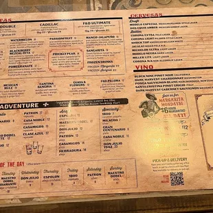 Drink menu
