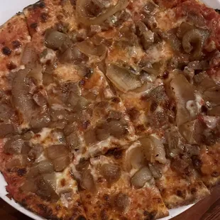 Sausage and onion pizza