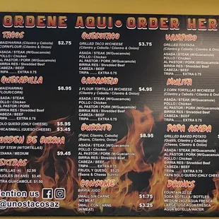 menu