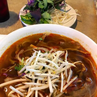 S1 Bun Bo Hue (Central Region spicy beef-based noodle soup with flank, brisket, tendon, and pork shank)