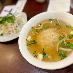 a bowl of soup on a table