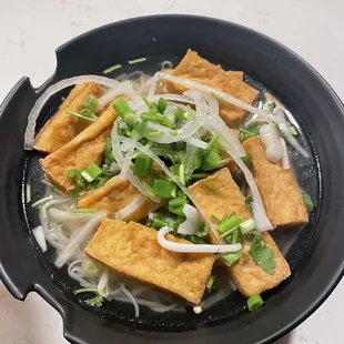 Large pho, beef broth with fried tofu, and all the toppings!