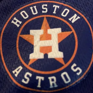 a closeup of a houston astros jersey