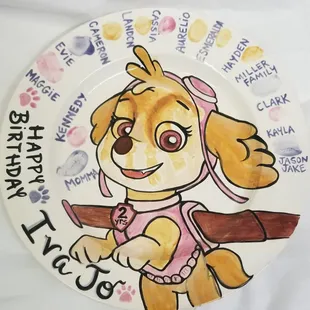 Birthday party plate customized at Unpluggits