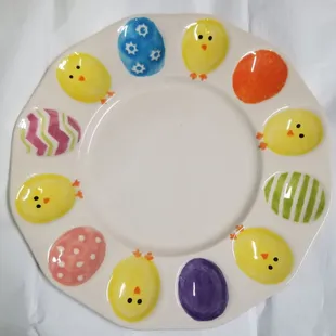 Deviled egg dish painted by a customer