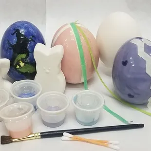 Easter Fun Ceramic Kit.  $12 each or 3 for $32. We will pack up everything you need to create at home.
