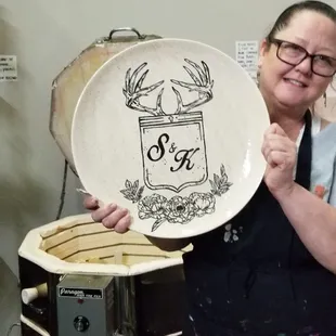 Wedding Gift.  Platter painted by a customer of Unpluggits.