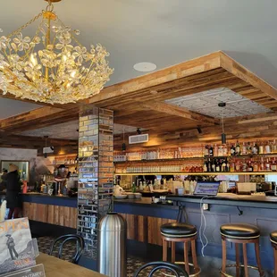 a chandelier hanging from the ceiling