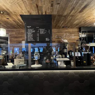 coffee bar area with menu