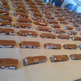 Pecan Pie Honey Caramel. Getting ready to cut and wrap!