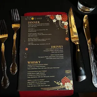 Whiskey event menu