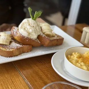 Challah French toast with Banana and Ice cream