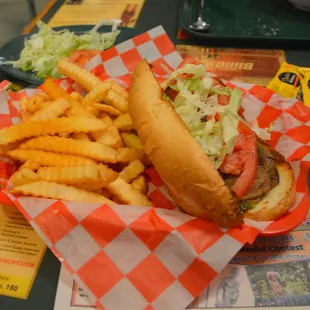 Steak Sandwich and French Fries