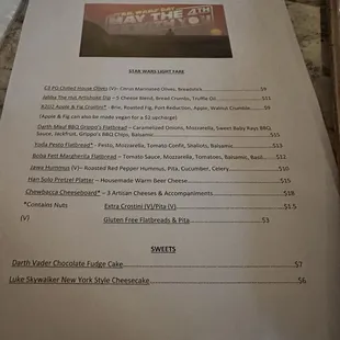Special "may the 4th be with you" menu for their Star Wars night