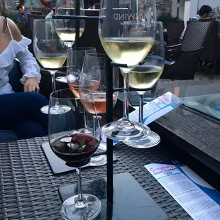 Austrian wine flight with two whites, a rose and red blend