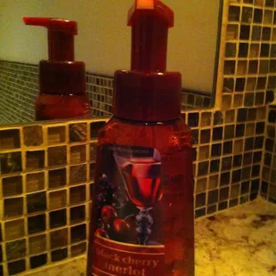 Even the soap is wine themed.