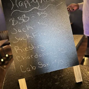 Happy Hour menu