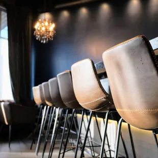 a row of bar stools
