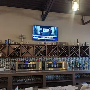 a bar with a television