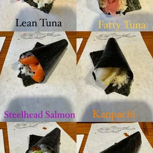 different types of sushi