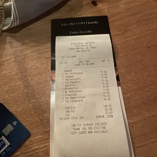 Check receipt bill