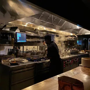 Open kitchen from the bar.