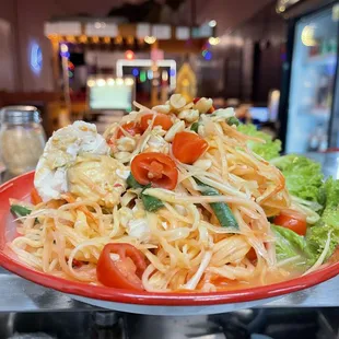 Papaya salad with salted duck egg