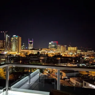 View from the corner seats at night.