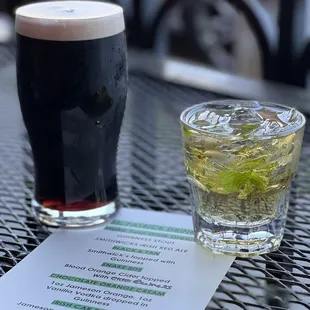 St. Patrick's day cocktail and Guinness