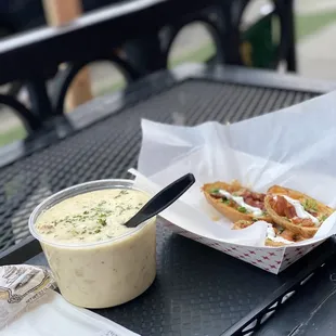 Chowder and potato skins