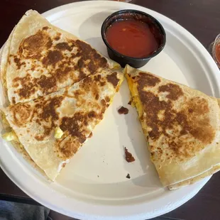 Bacon egg cheese quesadilla!