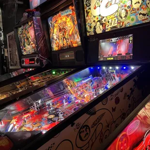 a row of pinball machines